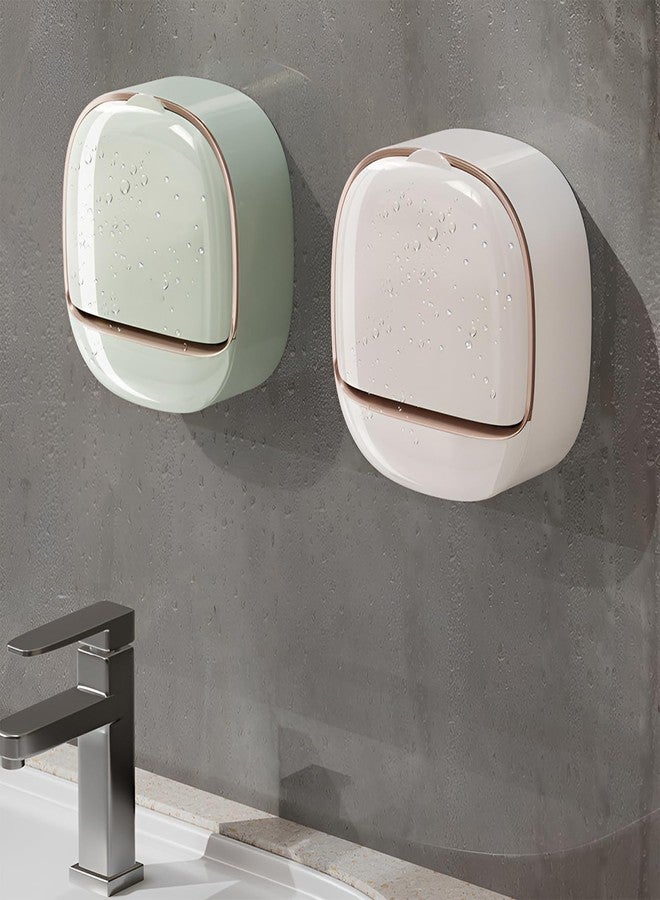 Fkereg Adhesive Soap Holder for Shower Wall with Drainage Box, Waterproof Shower Bar Soap Holder Tray, Bathroom Stick on Soap Dish Wall Mounted, Kitchen Bath Hand Skin Soap Caddy Organizer, White - Image 2